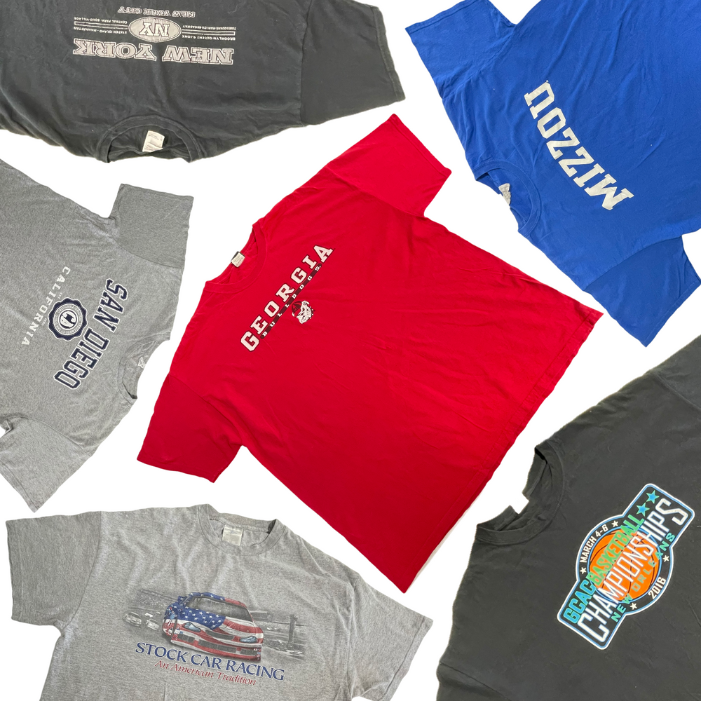 Bulk Wholesale Vintage Graphic T-Shirts, 200 Tees (Mix Size)